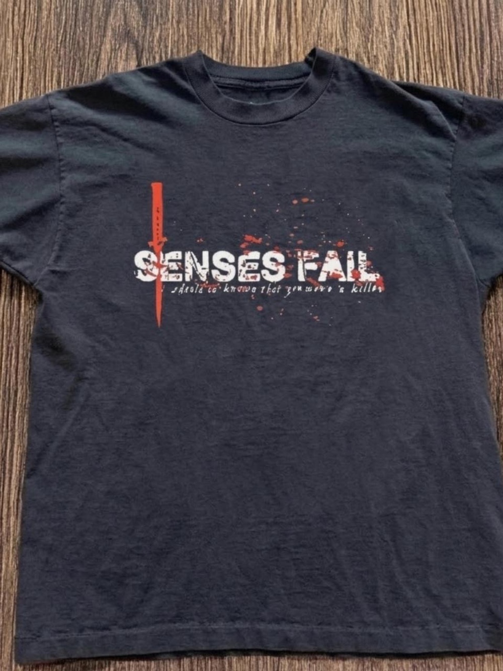 Gildan Black Senses Fail Graphic Tee with Red & White Print